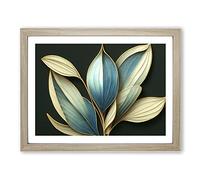 Art Deco Plant Leaf Vol.4 Framed Print | A3 Oak Framed Wall Art | Ready to Hang | Art Deco Floral Picture | Living Room Bedroom Lounge Office