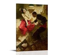 Art Deco Poster Print of The Red Shawl by Dean Cornwell (1922) - Intimate Interior with Figures Wall Decor Wall Art Picture Painting Canvas Prints Artworks Bedroom Living Room Decor Frame-style 12x18i