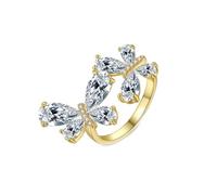 Art Deco Ring Moissanite Wedding Ring 18K Gold with Butterfly Cubic Zirconia Size M 1/2 Fashion for Sister Anniversary Jewelry