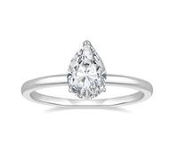Art Deco Ring White Gold Wedding Band Womans 14K Au585 Size Q 1/2 White Round 5X5mm Moissanite Stackable for Sister Modern