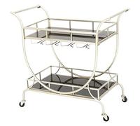 Art Deco Rolling Bar Cart with Wine Rack - Elegant Dessert and Beverage Service for Home Restaurant Hotel & Bar - Perfect for Cockta and Entertaining.