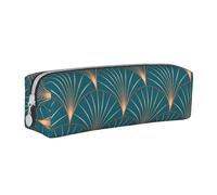 Art Deco Rose Gold Pattern Pencil Case Leather Simple Zipper Pencil Bag, Color 8, 21 x 5 x 5.5 cm