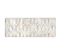 Art Deco Scales Geometry White Grey Gold Marble,Mouse Pad Large Desk Pad Computer Keyboard Mouse Mat With Non Slip Rubber Base 30 x 80 cm