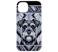 Art Deco Schnauzer Dog Retro Geometric Case for iPhone 14 Plus
