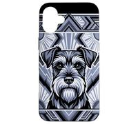 Art Deco Schnauzer Dog Retro Geometric Case for iPhone 16 Plus
