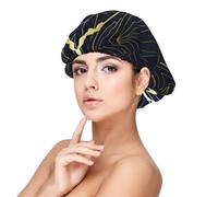 Art Deco Seamless Blue And Golden Pattern,Adult's Satin Sleeping Cap - Women's Elastic Sleep Bonnet, Adjustable Overnight Hair Cover