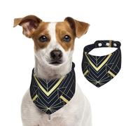 Art Deco Seamless Blue And Golden Pattern,Dog Bandanas Cotton Pet Scarf Adjustable Bibs for Pet,L
