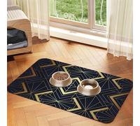 Art Deco Seamless Blue And Golden Pattern,Waterproof Pet Feeding Mat,PU Leather Placemats for Cat Dog Water Bowl,Food Mats,30x45cm