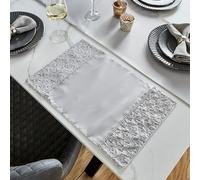 Art Deco Sequined Placemats by Catherine Lansfield Black Silver Grey