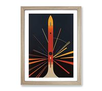 Art Deco Spaceship Art No.1 Framed Print | A2 Oak Framed Wall Decor | Ready to Hang | Art Deco Nature Picture | Living Room Bedroom Lounge Office