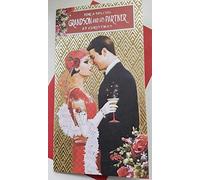 Art Deco ~ Special Grandson & Partner ~ Glittered Christmas Card