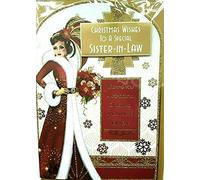 Art Deco - Special Sister in Law - Large Glittered Christmas Card