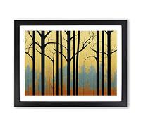 Art Deco Spring Forest Vol.6 Abstract Framed Print | A4 Black Framed Wall Art | Ready to Hang | Art Deco Landscape Picture | Living Room Bedroom Lounge Office