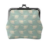 Art Deco Storks Women's Leather Coin Purse, Small Change Pouch with Kiss-Lock Clasp Closure Buckle Wallet for Girl Gift