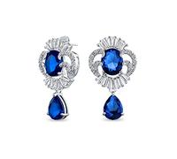 Art Deco Style Cubic Zirconia AAA CZ Statement Dangle Chandelier Earrings For Women Silver Plated More Colors