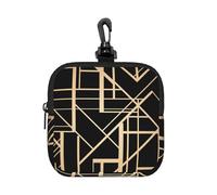 Art Deco Style Geometric Pattern Two Side, Square Zipper Storage Bag, Neoprene Coin Purse, Small Wallets, Change Pouch, Change Purse