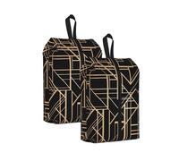 Art Deco Style Geometric Pattern Two Side, Travel Shoe Bags 2 Pack, Waterproof Shoe Storage Bags, Shoe Organizer for Travel and Home