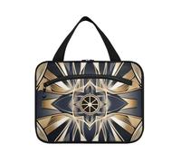 Art Deco-Style Geometric Shapes Pattern Hanging Travel Toiletry Bag for Women with Hook, Designer Compact Hanging Toiletry Bag for Travel Make up Toilet bolso de para Mujer L