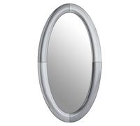 Art Deco Style Oval Wall Mirror, Silver Framed Statement Mirror For Hallway Or Living Room, Thick Frame Premier Housewares Silver One Size