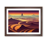 Art Deco Sunset Landscape Framed Print | A2 Walnut Framed Wall Art | Ready to Hang | Art Deco Landscape Picture | Living Room Bedroom Lounge Office
