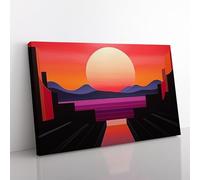 Art Deco Sunset Minimalism Canvas Print for Living Room Bedroom Home Office Décor, Wall Art Picture Ready to Hang, 76x50 cm (30x20 Inch)