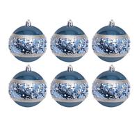 Christmas Tree Baubles Art Deco Inspired - Teal Blue / Silver Sequin (Set of 6)