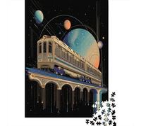 Art Deco Train in Outer Space Puzzle 70x50cm/1000pcs Puzzles, Die Für Erwachsene Und Personen Ab 14 Jahren Geeignet Sind