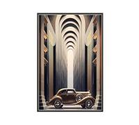 Art Deco Vintage Car,1920s Architecture Poster Canvas Poster Bedroom Decor Landscape Office Room Decor Gift 24x36inch(60x90cm)