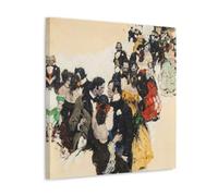 Art Deco Wall Art Print - Dean Cornwell's 1918 Periwinkle House with Classic Party Scene And Elegantly Dressed Characters Wall Art Aesthetic Canvas Painting Picture Living Room Decor Home Frame 24x24i