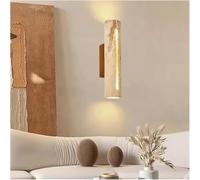 Art Deco Wall Sconces - Modern Indoor Lamp for Bedroom, Stairs, and Parlor - Natural Stone & Wood E27 Decorative Lighting Fixtures(White Light,Diameter 8cm)