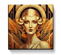 Art Deco Woman Art Deco Canvas Print | Gallery Wrapped 30mm Frame Wall Decor | 20x20 inches | Ready to Hang | People Picture | Living Room Bedroom Lounge Office