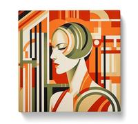 Art Deco Woman Bauhaus Canvas Print | Gallery Wrapped 30mm Frame Wall Decor | 20x20 inches | Ready to Hang | Art Deco People Picture | Living Room Bedroom Lounge Office