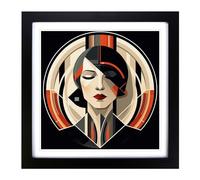 Art Deco Woman Bauhaus No.1 Framed Print | 18x18 Inch Black Framed Wall Art | Ready to Hang | Art Deco Nature Picture | Living Room Bedroom Lounge Office