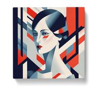 Art Deco Woman Bauhaus No.2 Canvas Print | Gallery Wrapped 30mm Frame Wall Decor | 20x20 inches | Ready to Hang | Art Deco People Picture | Living Room Bedroom Lounge Office