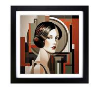 Art Deco Woman Bauhaus No.4 Framed Print | 18x18 Inch Black Framed Wall Art | Ready to Hang | Art Deco Nature Picture | Living Room Bedroom Lounge Office