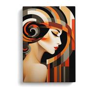 Art Deco Woman Op Art Canvas Print | Gallery Wrapped 30mm Frame Wall Decor | 30x20 inches | Ready to Hang | People Picture | Living Room Bedroom Lounge Office