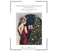 Art Deco Woman with a Christmas Gift Cross Stitch Pattern - Large Size Edition: Regular and Large Print Cross Stitch Pattern