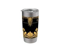 Art Deco Yellow Geometric Vintage Elegant Frame Design Stainless Steel Insulated Tumbler