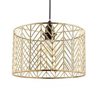 Art Deco Zig Zag Design Ceiling Pendant Lighting Shade in Polished Gold Plating | 28cm x 17cm | for E27 or E14 Bulb Fitting by Happy Homewares
