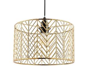 Art Deco Zig Zag Design Ceiling Pendant Lighting Shade in Polished Gold Plating | 28cm x 17cm | for E27 or E14 Bulb Fitting by Happy Homewares