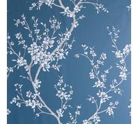 Art Decor Designs Arthouse White Oriental Style Trail Teal Floral Wallpaper 692805