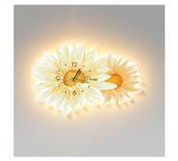 Art Decor with Clock Modern Flower Wall Clock Art Decor, Backlight Nightlight Flower Wall Art Wall Clock, Creative Flower Wall Clocks W/LED Light & Clock for Home Decor Living Room Bedroom Wall Hangin