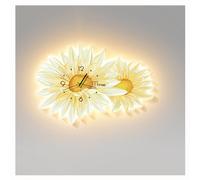 Art Decor with Clock Modern Flower Wall Clock Art Decor, Backlight Nightlight Flower Wall Art Wall Clock, Creative Flower Wall Clocks W/LED Light & Clock for Home Decor Living Room Bedroom Wall Hangin