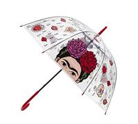 art&design24 I'm Frida Umbrella, Rain Umbrella, Transparent with Red Handle, Automatic Opening, Diameter 105 cm, Windproof Umbrella, transparent