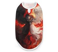 Art Devil And Angel Love Black White Feather Angel Wings Dog Shirts Sleeveless T-Shirt Pet Tank Top Soft Summer Vests Clothes for Dogs And Cat S