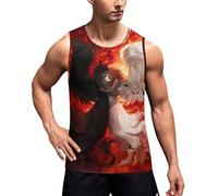 Art Devil And Angel Love Black White Feather Angel Wings Men's Workout Tank Top Sleeveless T-Shirt Muscle Shirts Summer Tee Top L