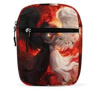 Art Devil And Angel Love Black White Feather Angel Wings Small Crossbody Bag Classic Shoulder Bag Mini Messenger Bags for Women Men