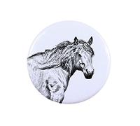 Art-Dog Basque Mountain Horse Pin Badge with Horse Image - Round 2.5 cm Badge, Metal with Protective Foil