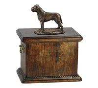 Art-Dog Custom Dog Sitting Statue Memorial Urn - Handmade Cold Cast Bronze on Birch Base - Sturdy and Stylish Urn for Dog’s Ashes - 29cmx21cmx38cm - Bullmastiff