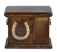 Art-Dog Custom Horse Memorial Urn - Handmade Wooden Urn - Personalized Ceramic Plate and Engraving - Durable and Long-Lasting Horse Cremation Box - 8,3x11,4x8,7”